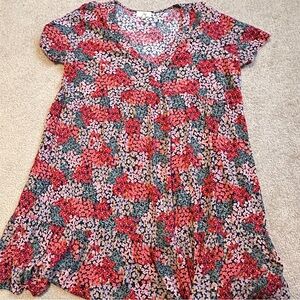 Ivy floral tiered v-neck babydoll boho dress XL